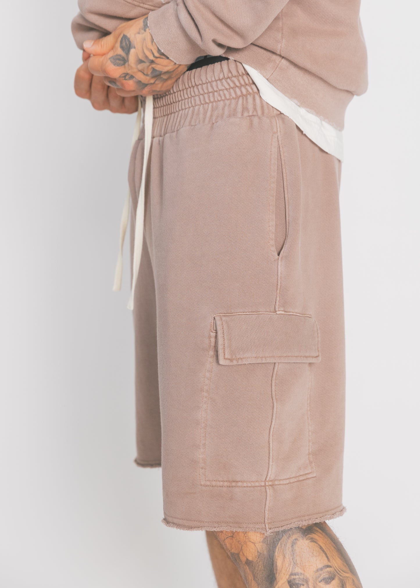 Latte Distressed Cargo Short