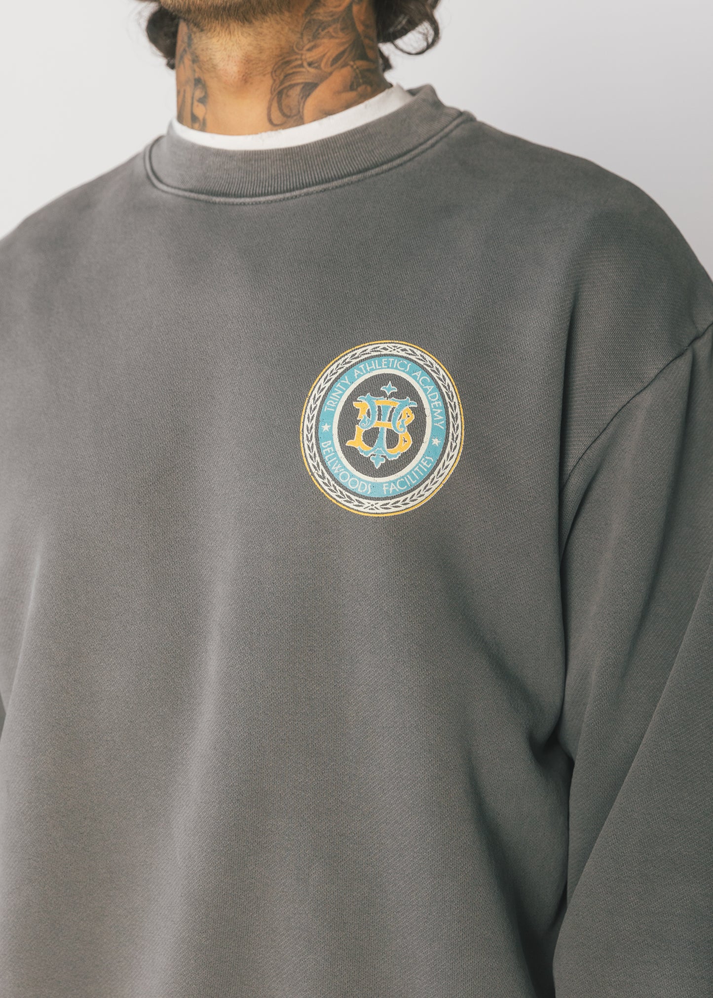 Charcoal Washed 'Athletics' Crewneck