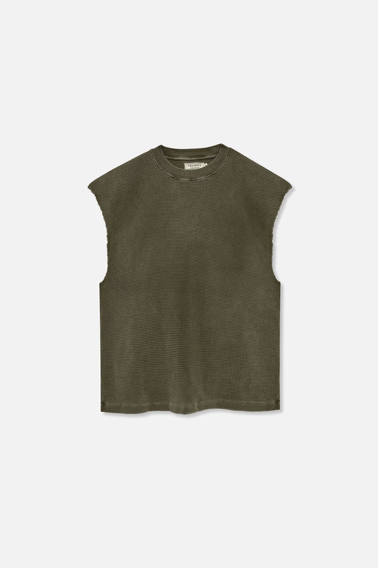 Waffle Sleeveless - Military Green