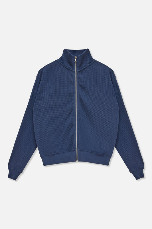 Waffle Zip Up Track Jacket - Vintage Navy