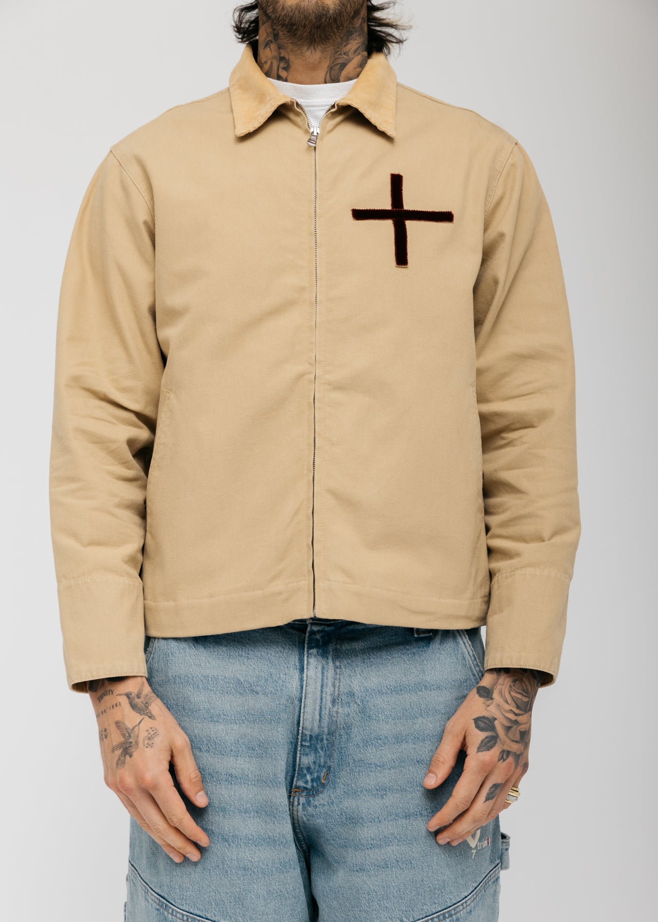 Tan Canvas Velvet Cross Jacket