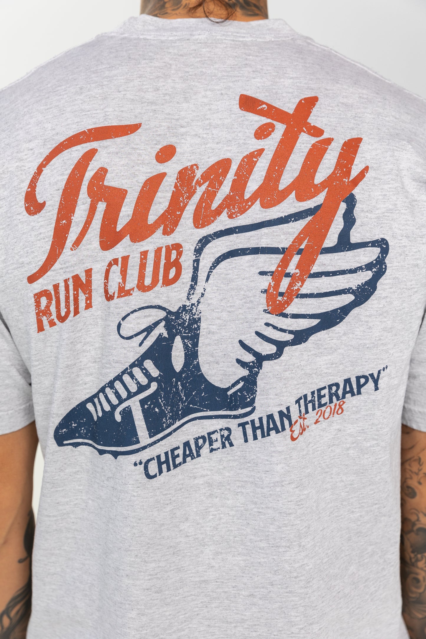 Run Club Ash Grey Distressed T-Shirt