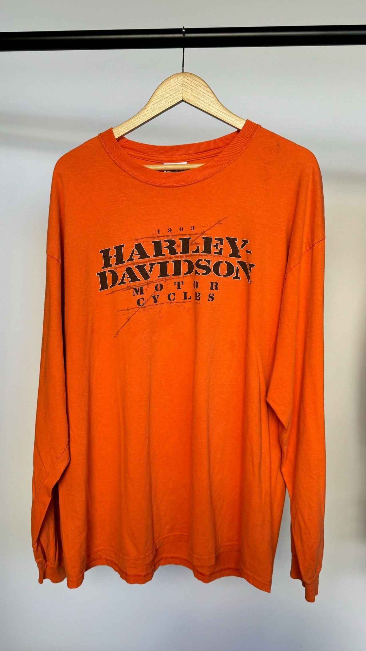 Harley Davidson Long Sleeve Tee - Orange - XXL