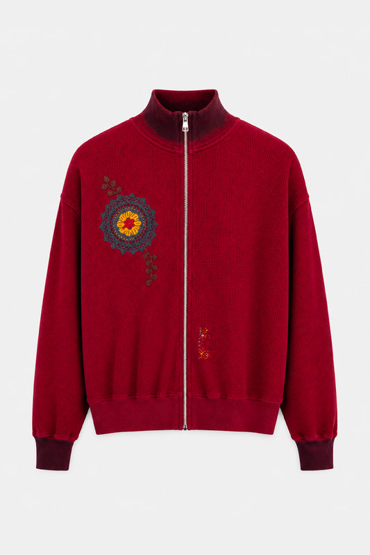 Waffle Zip Up Track Jacket x Bentgable Burgundy 1 OF 13 - L
