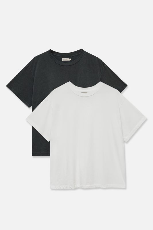 2 Pack Retroblend Tees - Charcoal & White