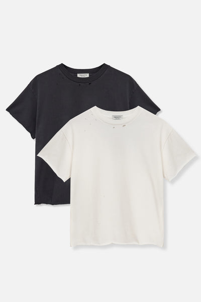 トップス HEVE Trinity Sleeve BL white Chopped Tee 2-Pack - Black & White – TRINITY