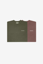 2 Pack Distressed Basic Tees - Olive & Chestnut