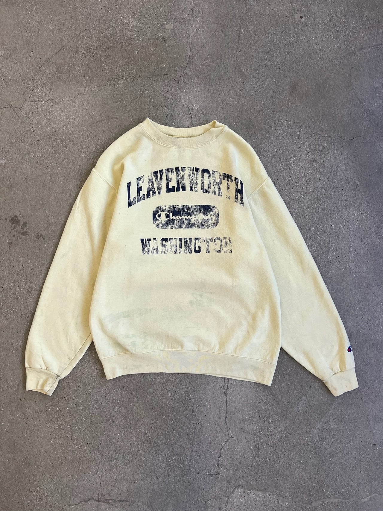 Champion Crewneck Sweater - Light Yellow/Cream - Medium fits like Small