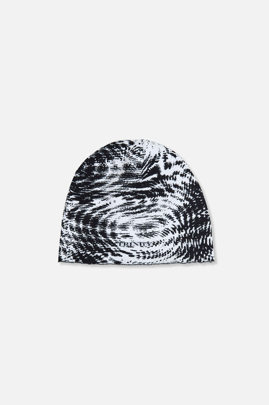 Jacquard Lightweight Cotton Beanie - Black & White