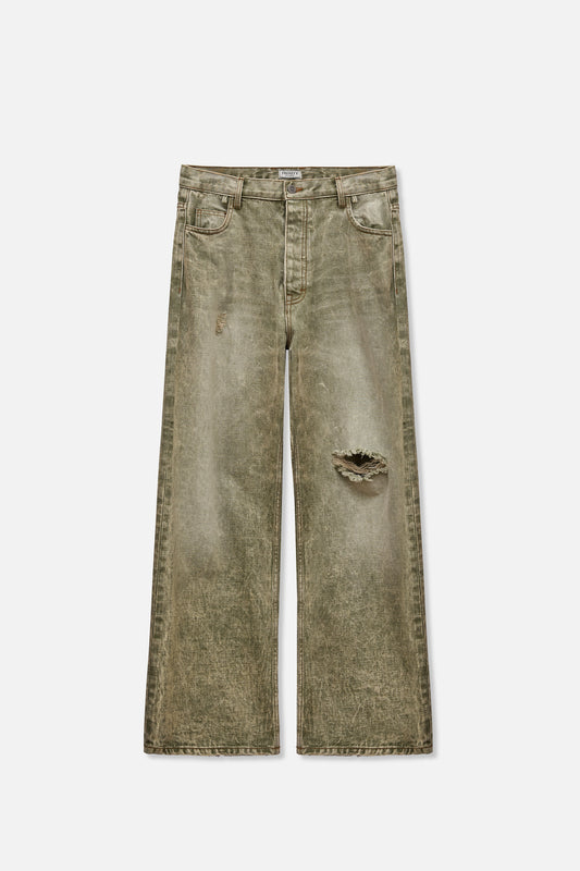 Japanese Selvedge Baggy Denim - Matcha