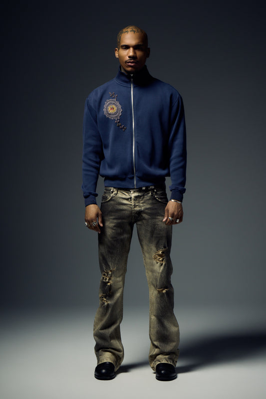 Waffle Zip Up Track Jacket x Bentgable Navy 6 OF 13 - L