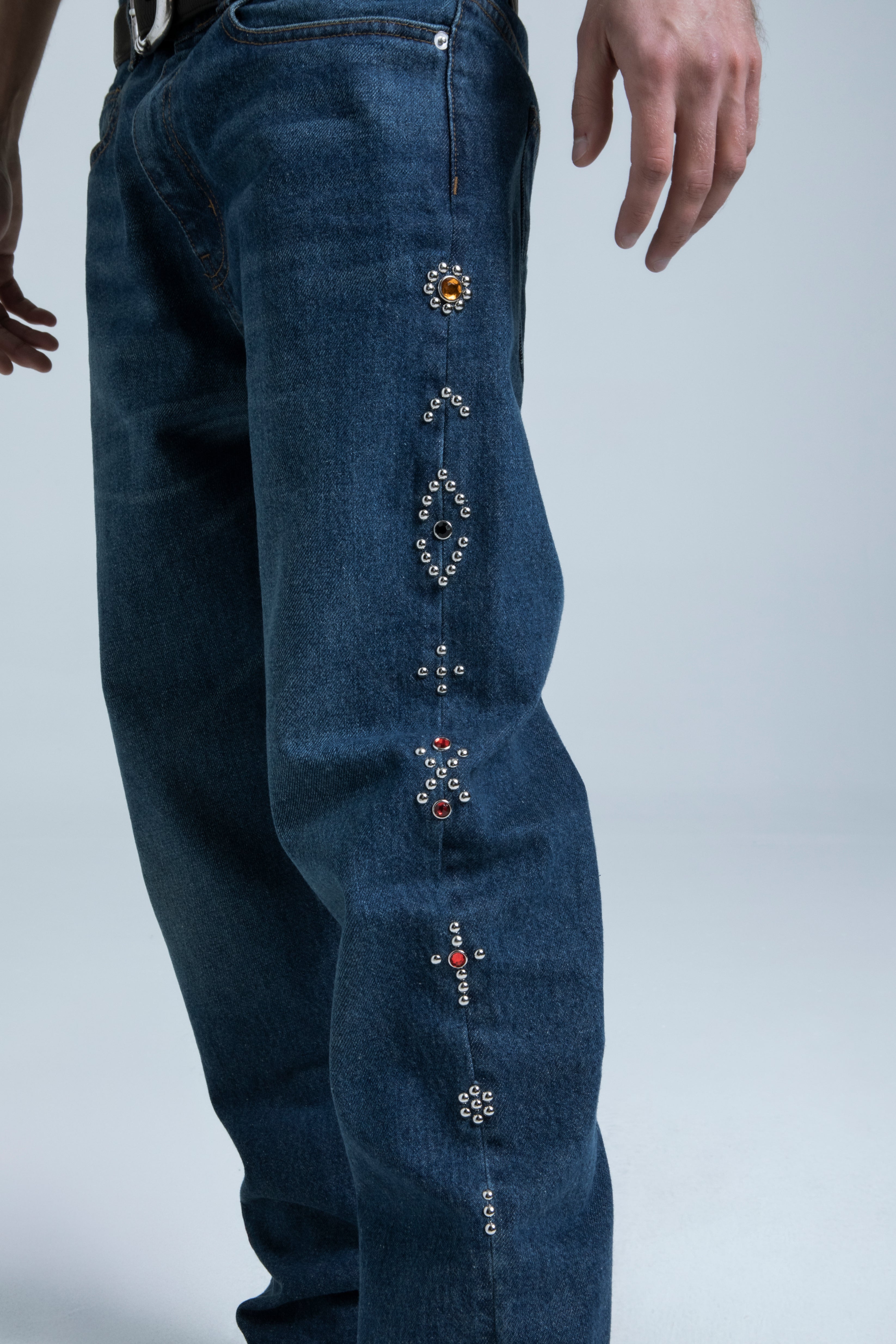 Nomad Studded Denim - Indigo – TRINITY
