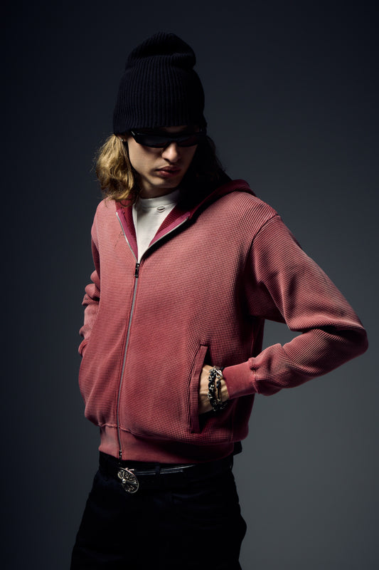 Beaded Cross Hoodie - Burgundy