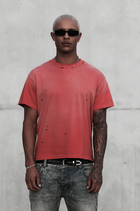Distressed 2 Pack Archive Tee - Burnt Red & Silver