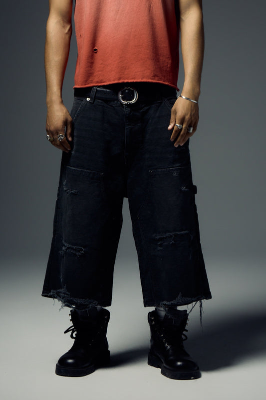Carpenter Double Knee Short - Washed Black
