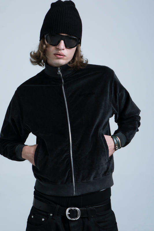 Velour Track Jacket - Charcoal