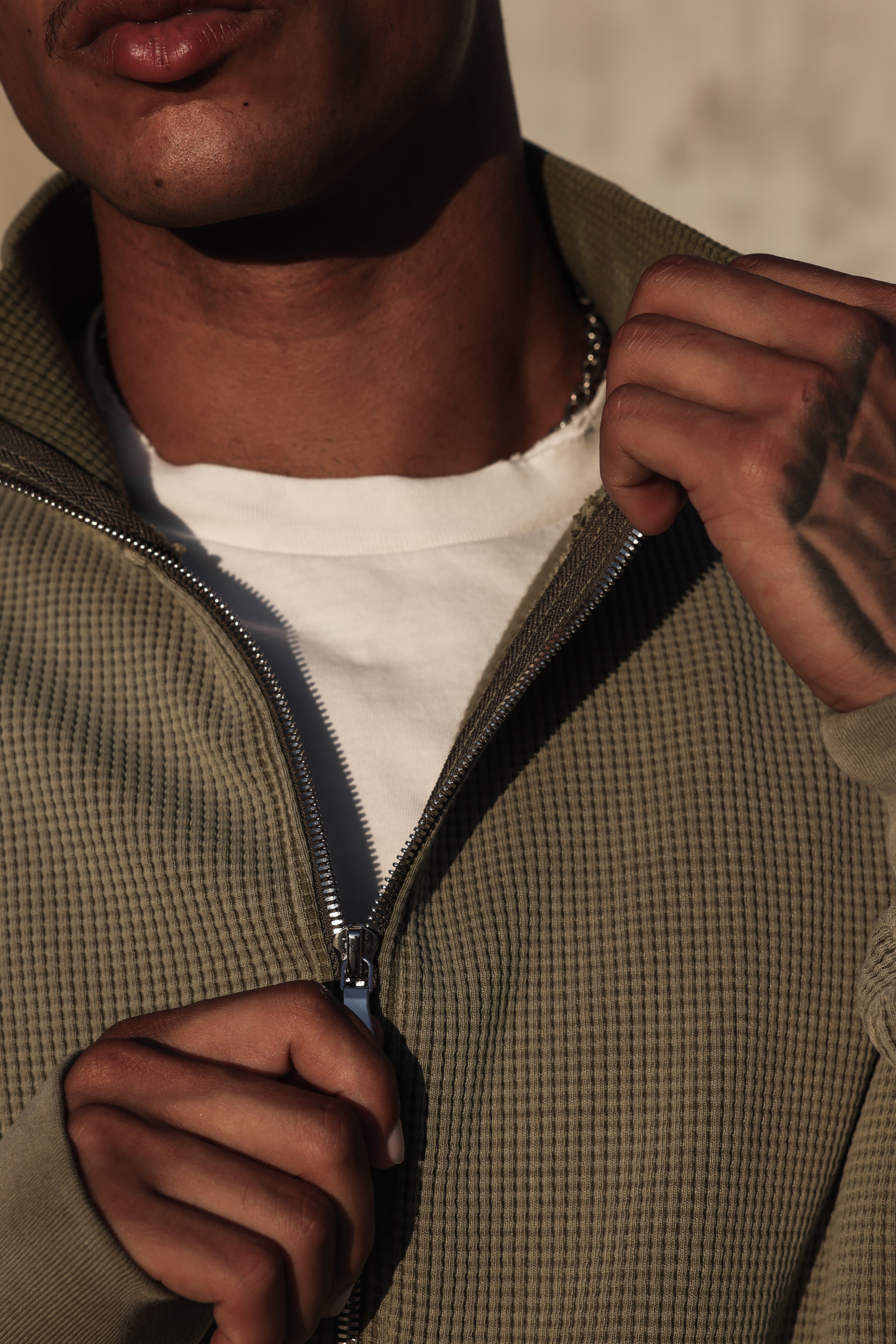Waffle Zip Up Track Jacket - Matcha – TRINITY