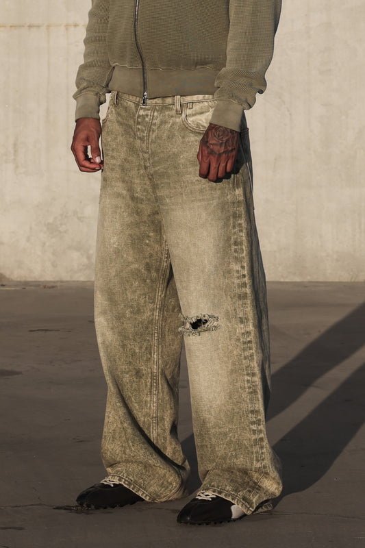 Japanese Selvedge Baggy Denim - Matcha