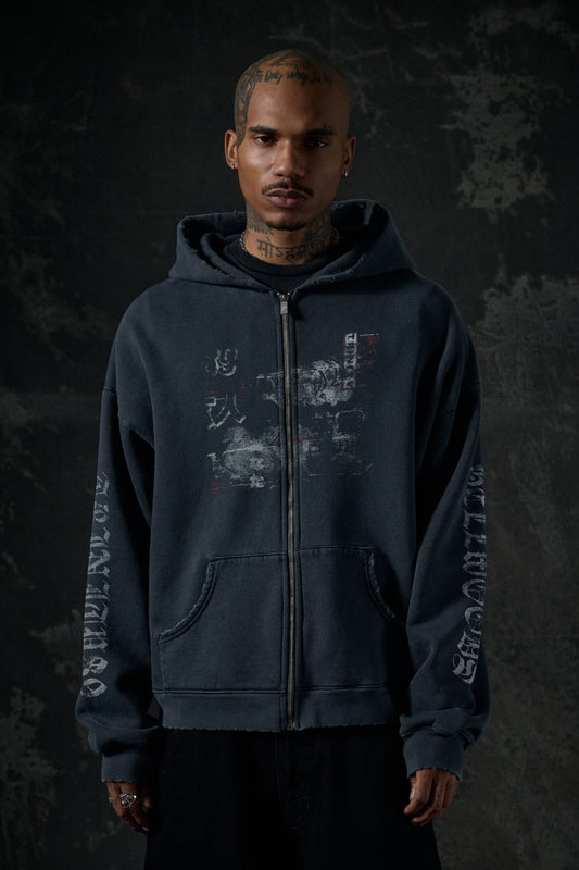 Hell Bent Zip Hoodie - Vintage Black