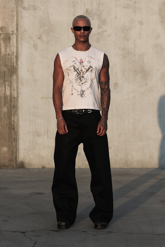 Angel Waffle Tank - Vintage White