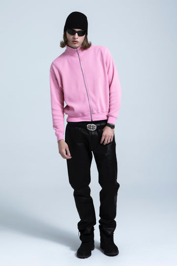 Waffle Zip Up Track Jacket - Bubble Gum Pink