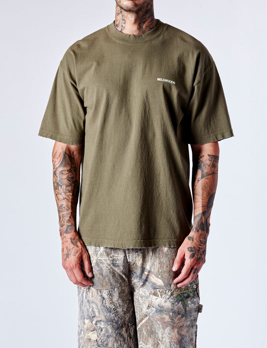 2 Pack Distressed Basic Tees - Olive & Chestnut