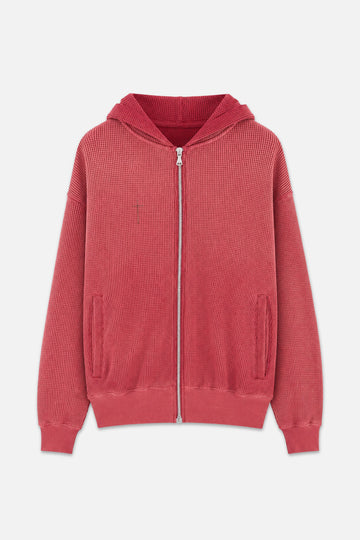 Beaded Cross Hoodie - Burgundy