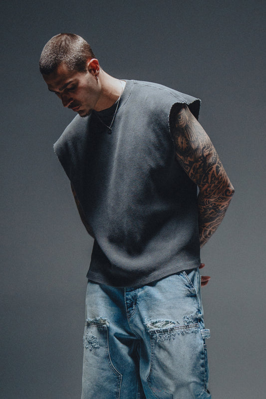 Waffle Sleeveless - Black