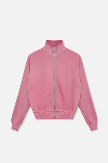Waffle Zip Up Track Jacket - Bubble Gum Pink