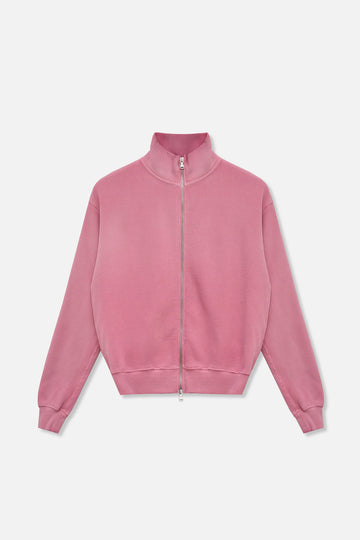 Waffle Zip Up Track Jacket - Bubble Gum Pink
