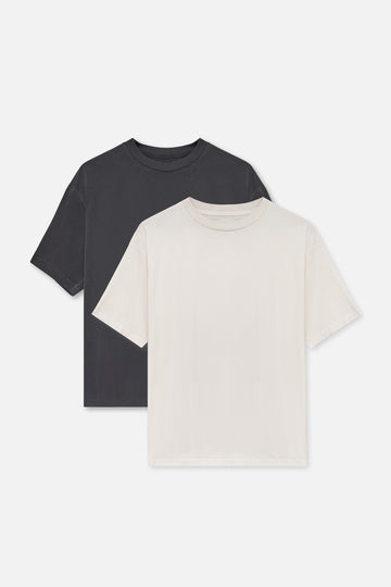 2 Pack Retroblend Tees - Charcoal & Bone