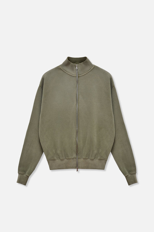 Waffle Zip Up Track Jacket - Matcha