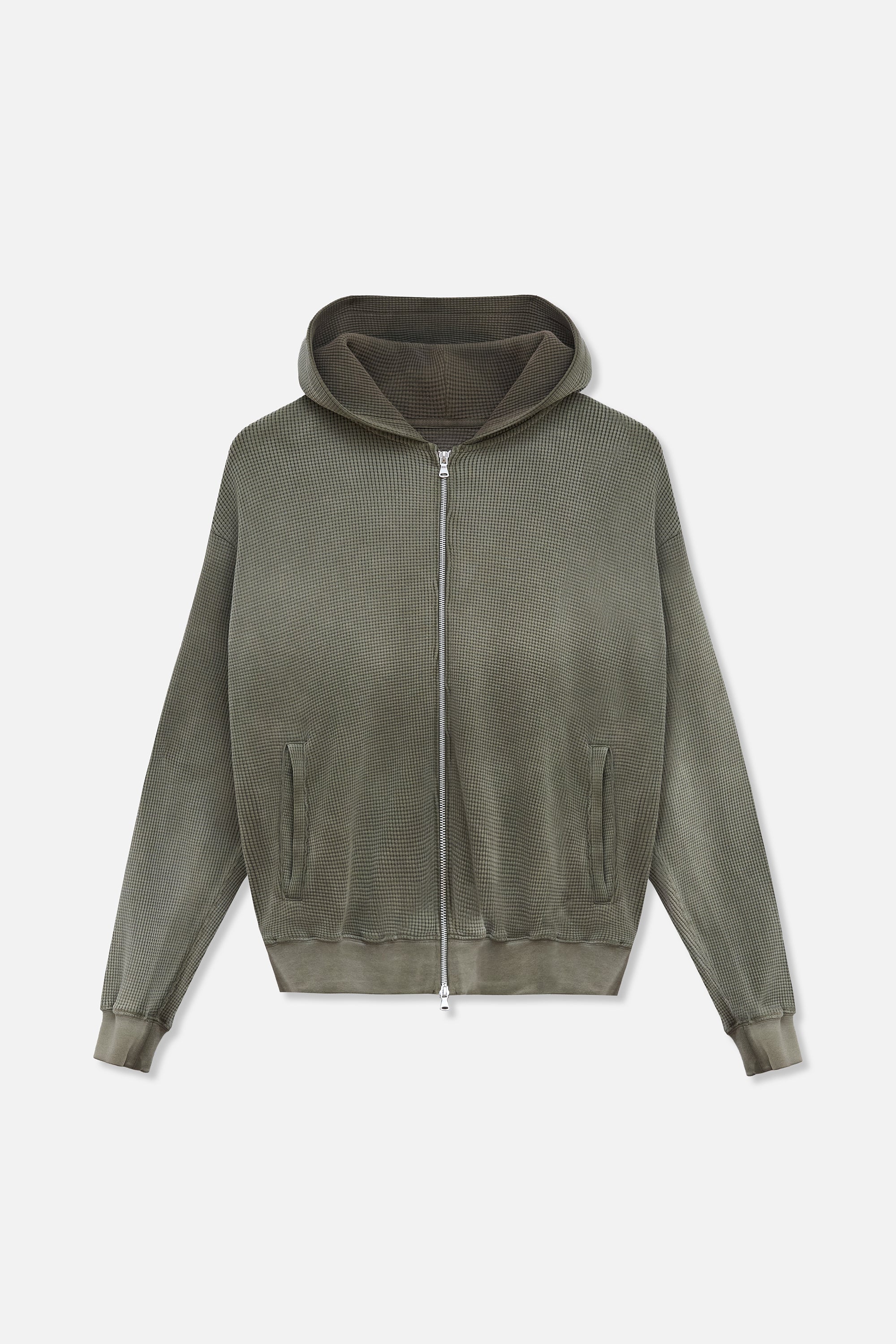 Waffle Zip Hoodie - Army Green – TRINITY
