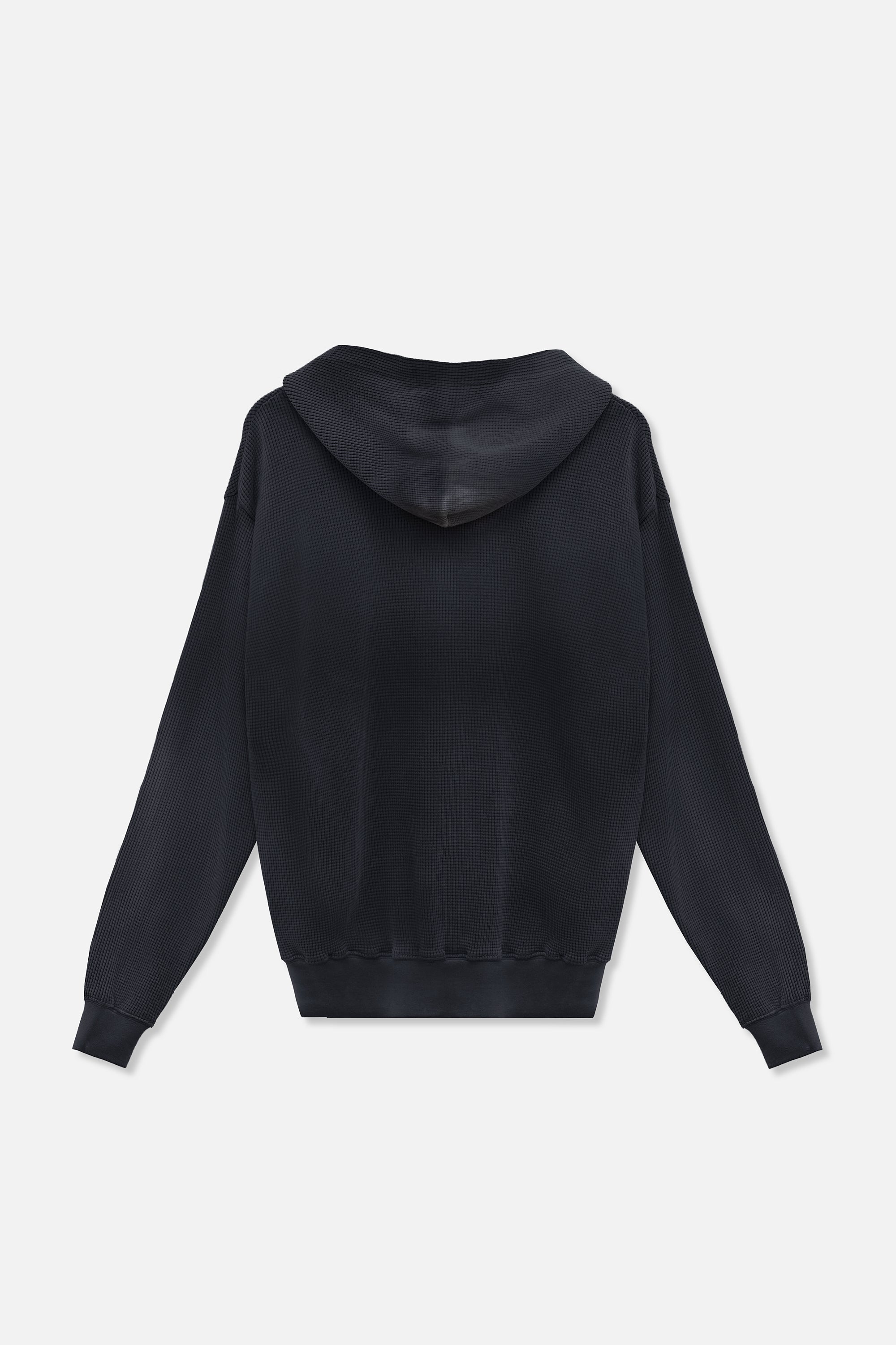 Waffle Zip Hoodie - Washed Black – TRINITY
