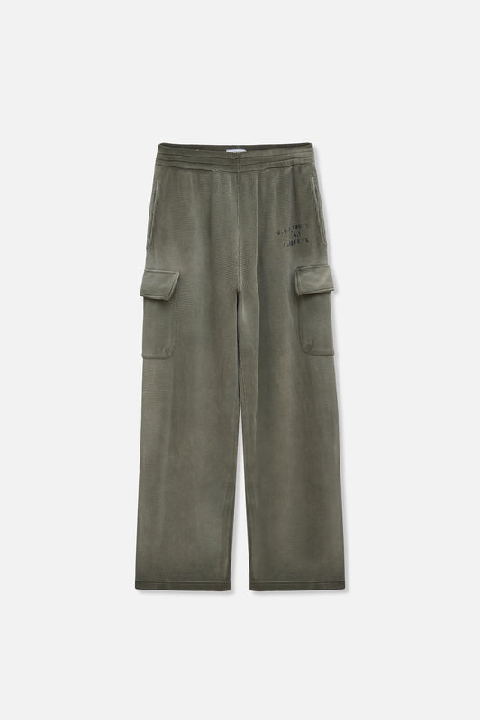 Waffle Cargo Sweatpants - Vintage Army