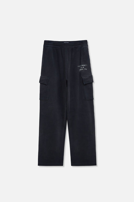 Waffle Cargo Sweatpants - Washed Black