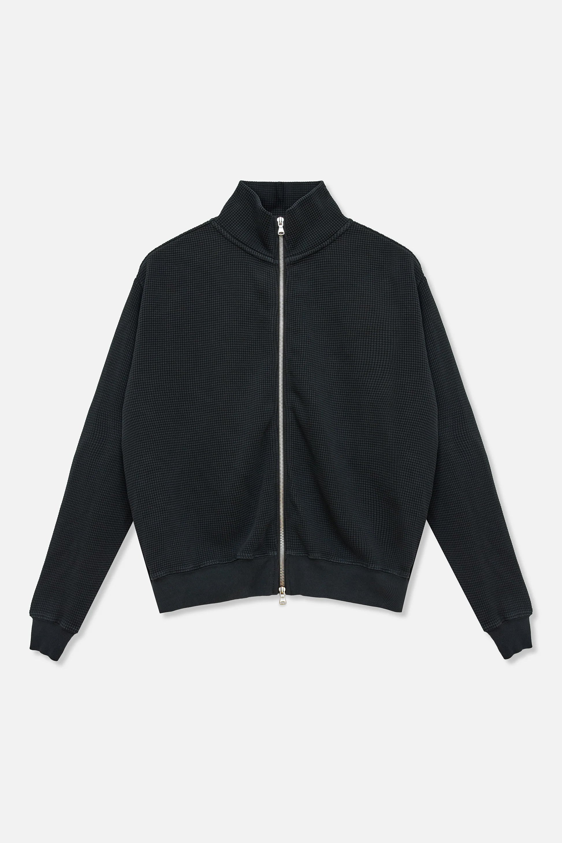 Waffle Zip Up Track Jacket - Black – TRINITY