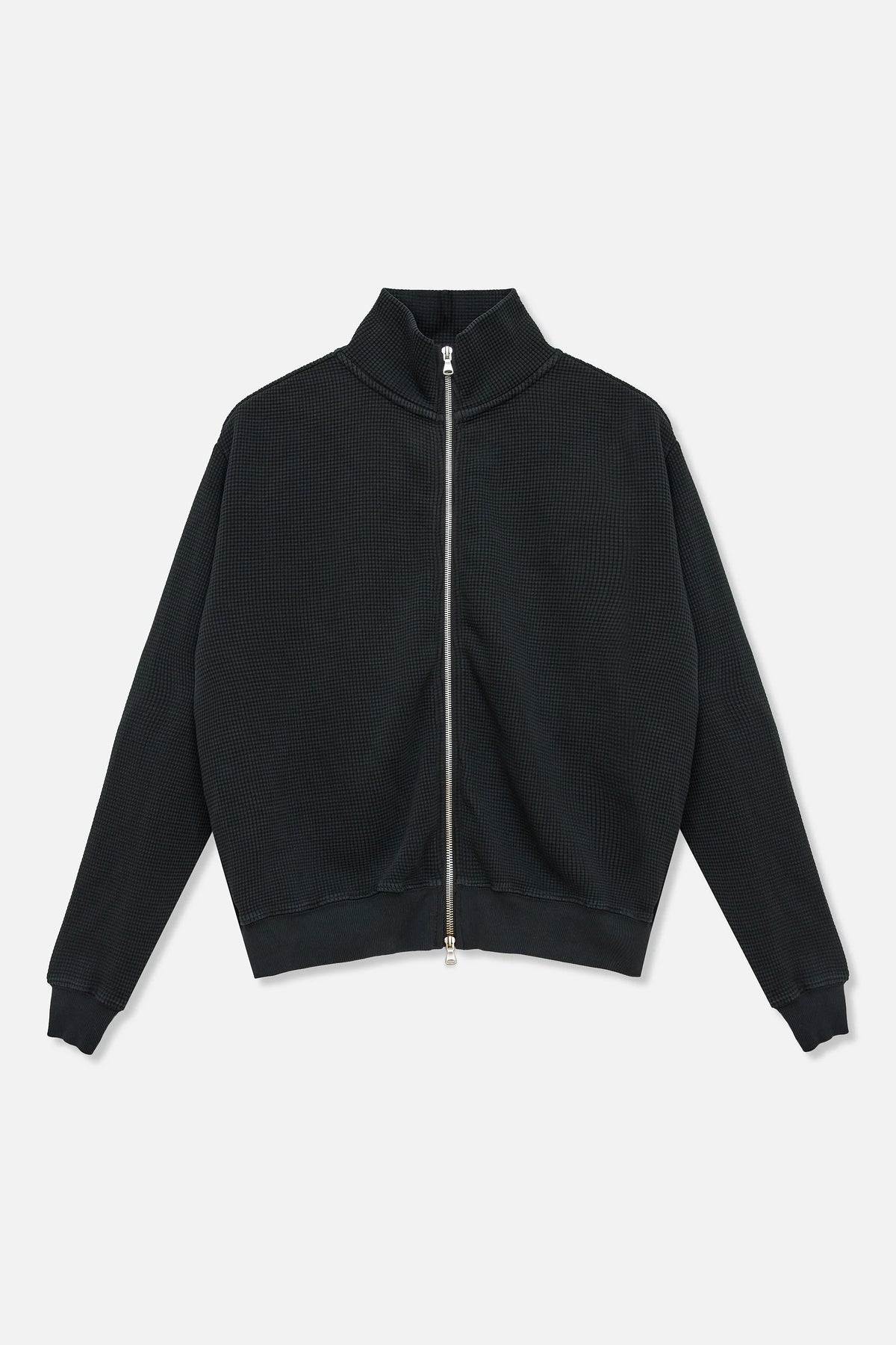 Waffle Zip Up Track Jacket - Black – TRINITY