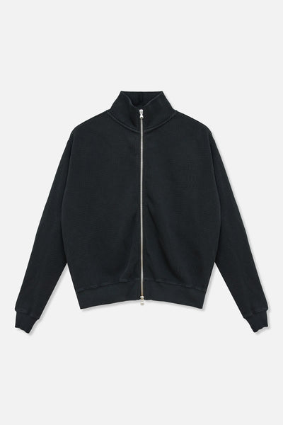 Waffle Zip Up Track Jacket - Black – TRINITY