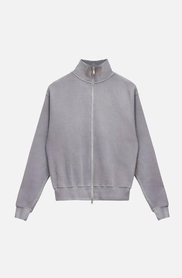 Waffle Zip Up Track Top - Cement Grey